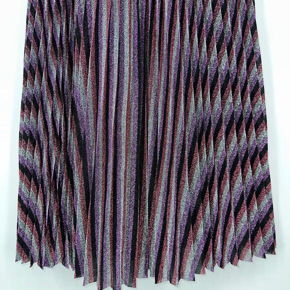 Lucy Paris Rebecca Striped Pleated Halter Midi Dress Purple NWT - Picture 15 of 16